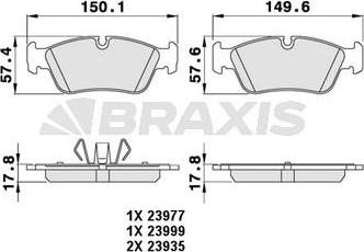 Braxis AA0221 - Гальмівні колодки, дискові гальма autocars.com.ua