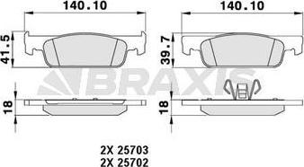 Braxis AA0227 - Гальмівні колодки, дискові гальма autocars.com.ua