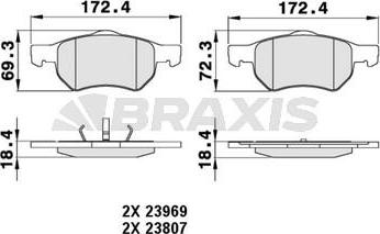 Braxis AA0229 - Гальмівні колодки, дискові гальма autocars.com.ua