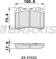 Braxis AA0250 - Гальмівні колодки, дискові гальма autocars.com.ua