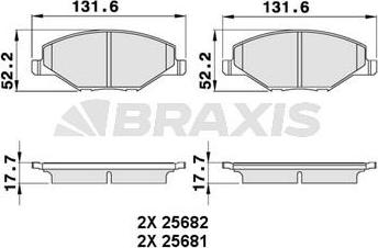 Braxis AA0258 - Гальмівні колодки, дискові гальма autocars.com.ua