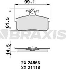 Braxis AA0276 - Гальмівні колодки, дискові гальма autocars.com.ua