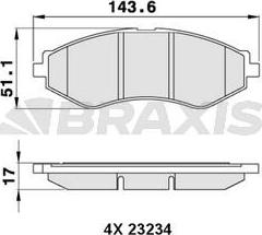 Braxis AA0285 - Гальмівні колодки, дискові гальма autocars.com.ua