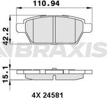 Braxis AA0289 - Гальмівні колодки, дискові гальма autocars.com.ua