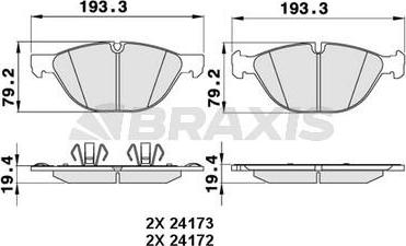 Braxis AA0290 - Гальмівні колодки, дискові гальма autocars.com.ua
