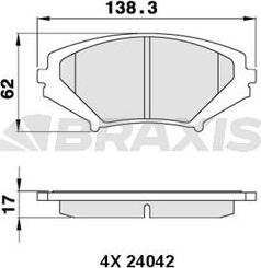 Braxis AA0303 - Гальмівні колодки, дискові гальма autocars.com.ua