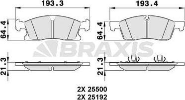 Braxis AA0308 - Гальмівні колодки, дискові гальма autocars.com.ua