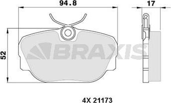 Braxis AA0319 - Гальмівні колодки, дискові гальма autocars.com.ua