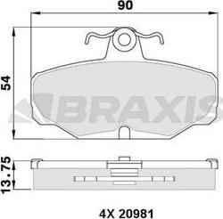 Braxis AA0325 - Гальмівні колодки, дискові гальма autocars.com.ua