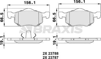 Braxis AA0327 - Гальмівні колодки, дискові гальма autocars.com.ua