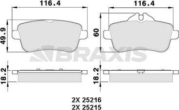 Braxis AA0332 - Гальмівні колодки, дискові гальма autocars.com.ua