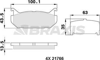 Braxis AA0335 - Гальмівні колодки, дискові гальма autocars.com.ua