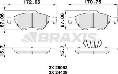 Braxis AA0340 - Гальмівні колодки, дискові гальма autocars.com.ua