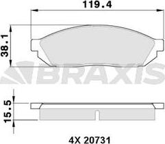 Braxis AA0348 - Гальмівні колодки, дискові гальма autocars.com.ua