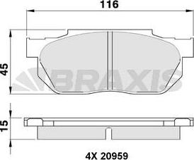 Braxis AA0349 - Тормозные колодки, дисковые, комплект autodnr.net