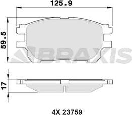 Braxis AA0368 - Гальмівні колодки, дискові гальма autocars.com.ua