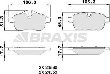 Braxis AA0369 - Гальмівні колодки, дискові гальма autocars.com.ua