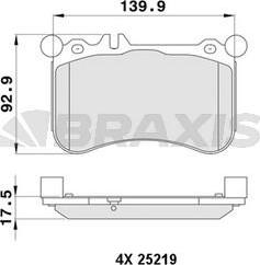 Braxis AA0419 - Гальмівні колодки, дискові гальма autocars.com.ua