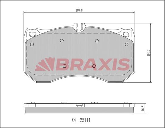 Braxis AA0424 - Гальмівні колодки, дискові гальма autocars.com.ua