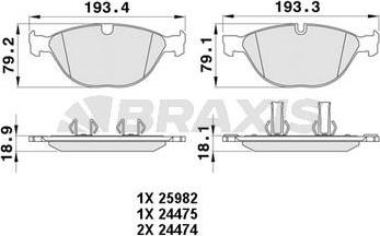 Braxis AA0442 - Гальмівні колодки, дискові гальма autocars.com.ua