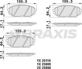 Braxis AA0443 - Гальмівні колодки, дискові гальма autocars.com.ua