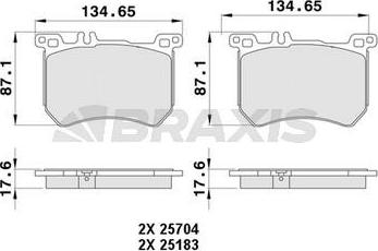 Braxis AA0452 - Гальмівні колодки, дискові гальма autocars.com.ua