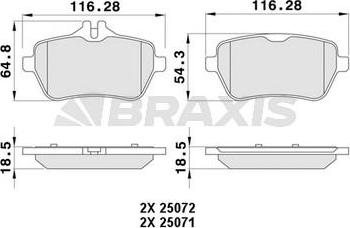 Braxis AA0453 - Гальмівні колодки, дискові гальма autocars.com.ua