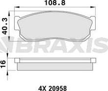 Braxis AA0462 - Тормозные колодки, дисковые, комплект autodnr.net