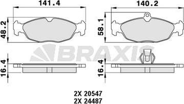 Braxis AA0470 - Гальмівні колодки комплект autocars.com.ua