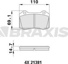 Braxis AA0479 - Гальмівні колодки, дискові гальма autocars.com.ua