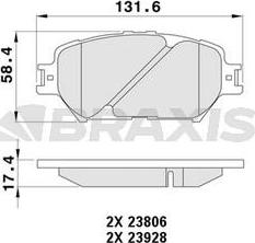 Braxis AA0483 - Гальмівні колодки, дискові гальма autocars.com.ua