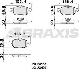 Braxis AA0487 - Гальмівні колодки, дискові гальма autocars.com.ua