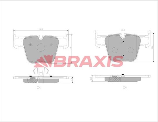 Braxis AA0490 - Гальмівні колодки, дискові гальма autocars.com.ua