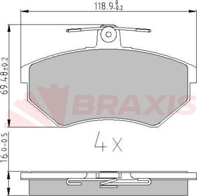 Braxis AA0607 - Гальмівні колодки, дискові гальма autocars.com.ua