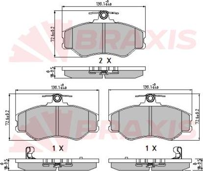 Braxis AA0609 - Гальмівні колодки, дискові гальма autocars.com.ua