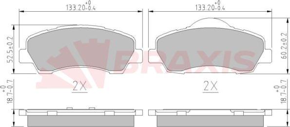 Braxis AA0610 - Тормозные колодки, дисковые, комплект autodnr.net