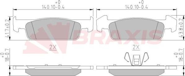 Braxis AA0611 - Гальмівні колодки, дискові гальма autocars.com.ua