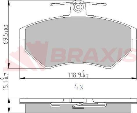 Braxis AA0616 - Гальмівні колодки, дискові гальма autocars.com.ua