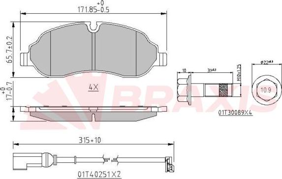 Braxis AA0619 - Гальмівні колодки, дискові гальма autocars.com.ua