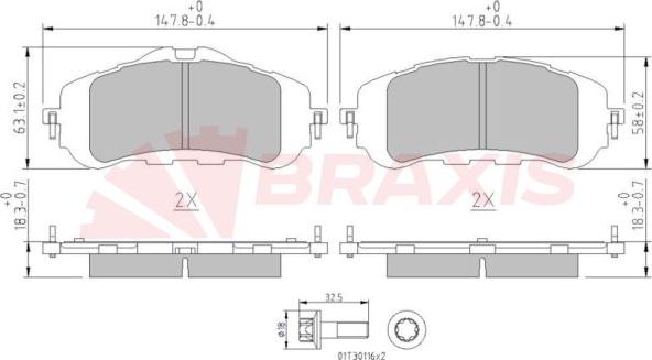 Braxis AA0623 - Гальмівні колодки, дискові гальма autocars.com.ua