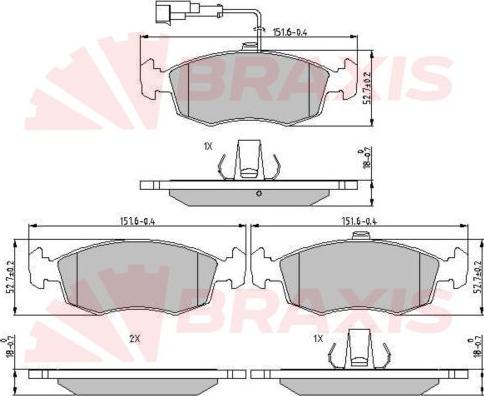 Braxis AA0625 - Гальмівні колодки, дискові гальма autocars.com.ua