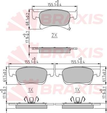 Braxis AA0630 - Гальмівні колодки, дискові гальма autocars.com.ua