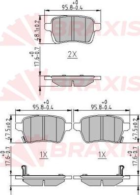 Braxis AA0642 - Гальмівні колодки, дискові гальма autocars.com.ua