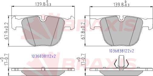 Braxis AA0650 - Гальмівні колодки, дискові гальма autocars.com.ua