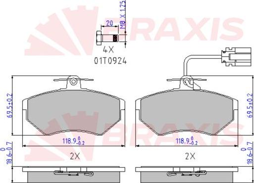 Braxis AA0653 - Гальмівні колодки, дискові гальма autocars.com.ua