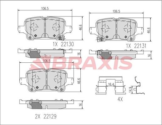 Braxis AA0655 - Гальмівні колодки, дискові гальма autocars.com.ua