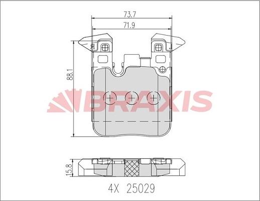 Braxis AA0657 - Гальмівні колодки, дискові гальма autocars.com.ua