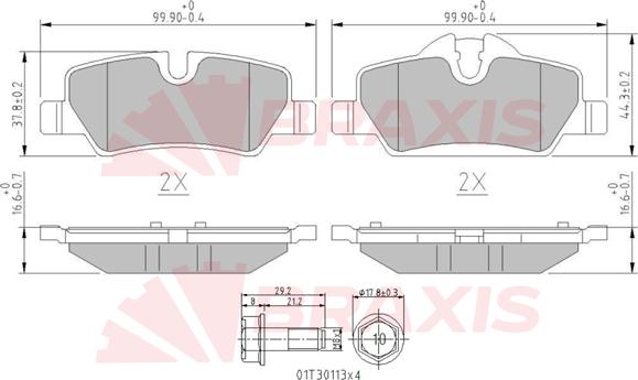 Braxis AA0661 - Гальмівні колодки, дискові гальма autocars.com.ua