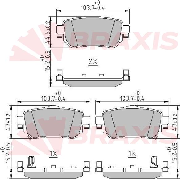 Braxis AA0670 - Гальмівні колодки, дискові гальма autocars.com.ua