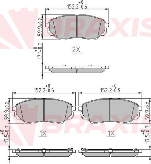 Braxis AA0676 - Гальмівні колодки, дискові гальма autocars.com.ua